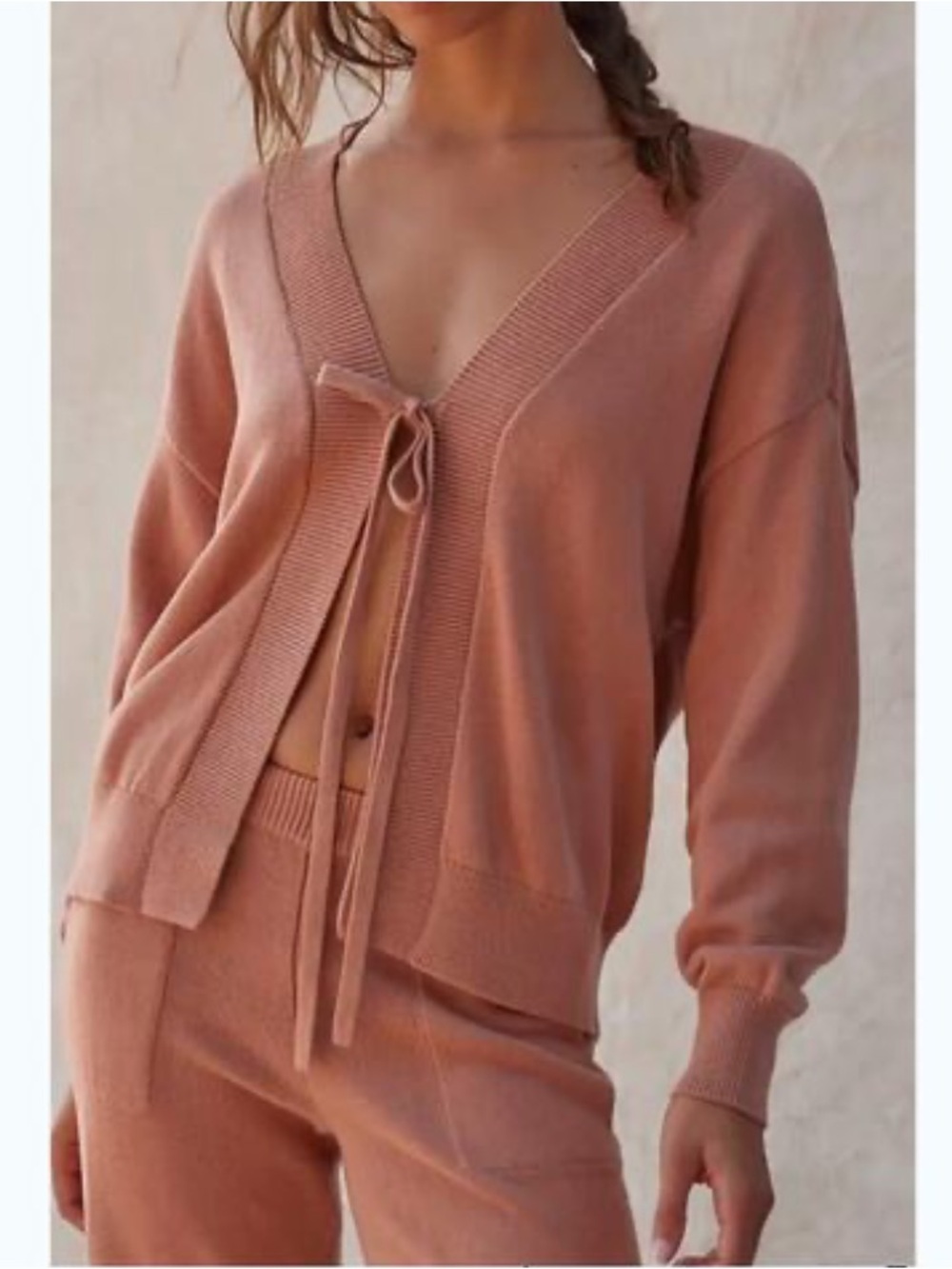 Free People Fp Beach Solar Knit Sweater Set Cardigan Pants Size Medium